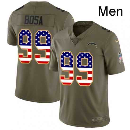 Men Nike Los Angeles Chargers 99 Joey Bosa Limited OliveUSA Flag 2017 Salute to Service NFL Jersey